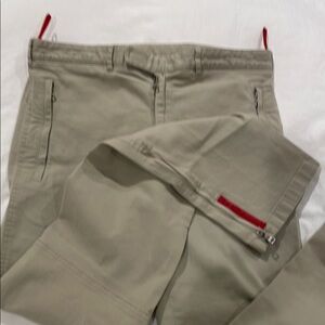 Men's Beige Pants with Red Accents